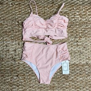 Pink high waisted bikini